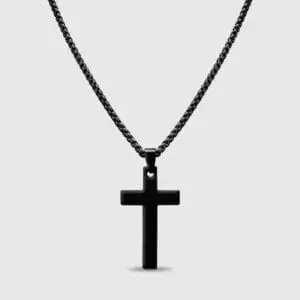 Black Stainless Steel Cross Pendant Necklace