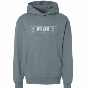 Front of Christian sweatshirt reading "Good Vibes Since AD 33" in retro font