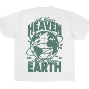 A New Heaven and New Earth T-Shirt back design with globe and scripture