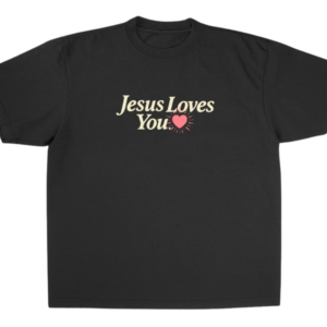 Perfect Love Casts Out Fear T-Shirt front view with Jesus Loves You design