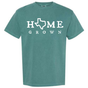 Home Grown Texas T-Shirt printed on Comfort Colors 100% cotton unisex tee featuring Texas outline design