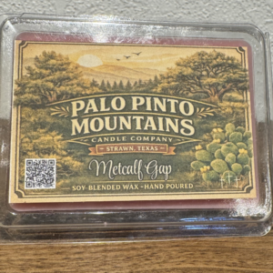 Metcalf Gap Wax Melts in heart shaped soy blend cubes by Palo Pinto Mountains Candle Company in Strawn Texas