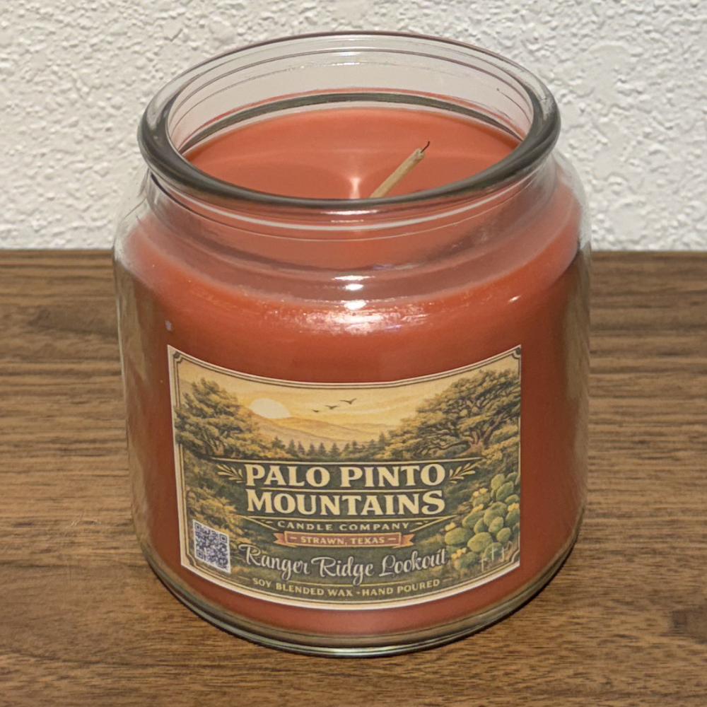 Open Ranger Ridge Lookout Candle 16oz soy blend Strawn Texas candle