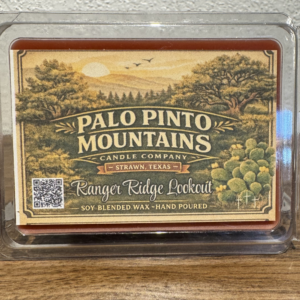 Ranger Ridge Lookout Wax Melts packaging label Palo Pinto Mountains Candle Company Strawn Texas