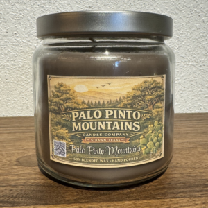Palo Pinto Mountains Candle with lid 16oz soy blend Strawn Texas