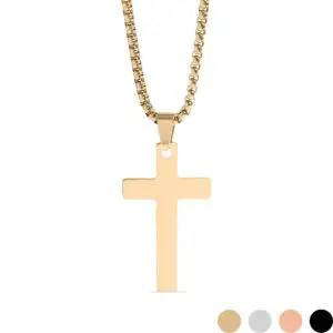 Stainless Steel Box Chain Cross Necklace