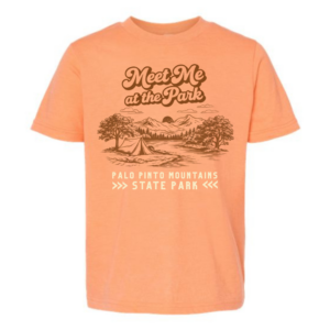 Meet Me at the Park kids t-shirt featuring Palo Pinto Mountains State Park camping graphic