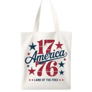 1776 America Land of the Free patriotic tote bag front view
