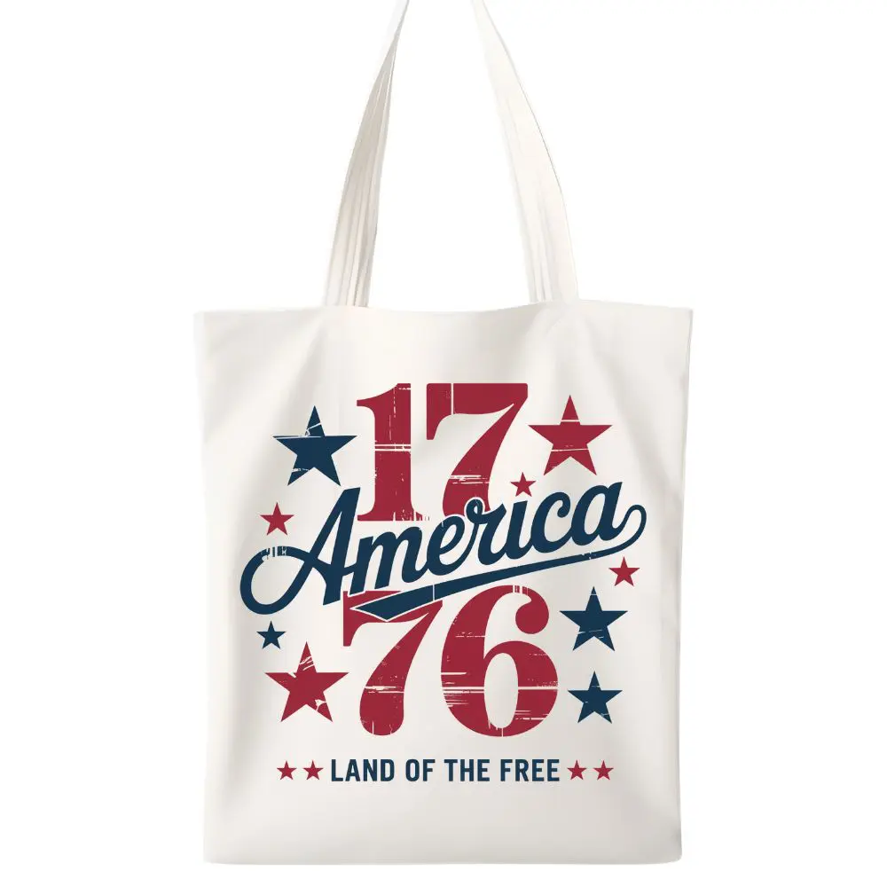 1776 America Land of the Free patriotic tote bag front view