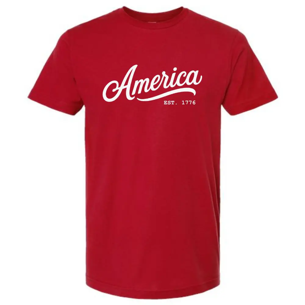 Red America est 1776 patriotic graphic t-shirt