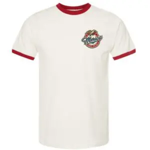 Cream ringer t-shirt with Merica est 1776 patriotic chest graphic