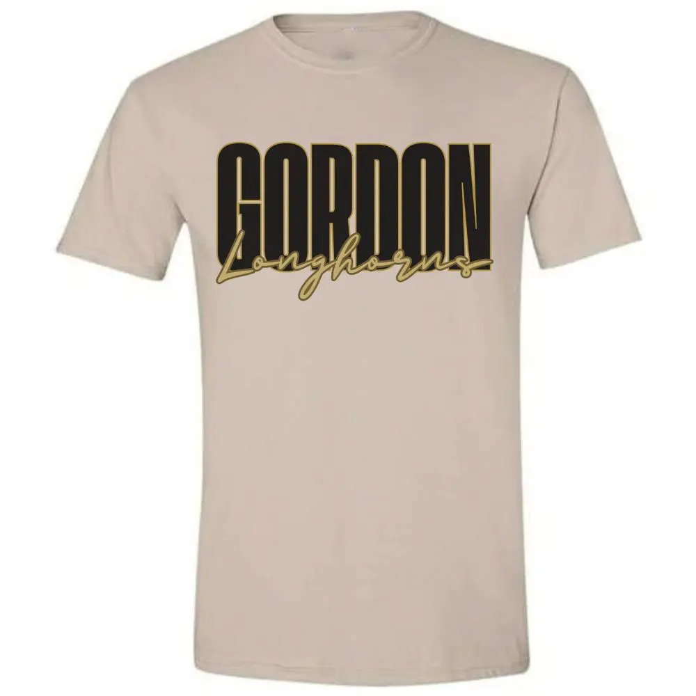 Big Gordon Longhorns T-Shirt with oversized black Gordon lettering and gold Longhorns script