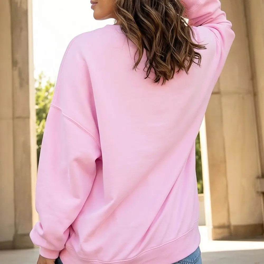 Patchwork Jesus Saves Baggy Sweatshirt pink back view