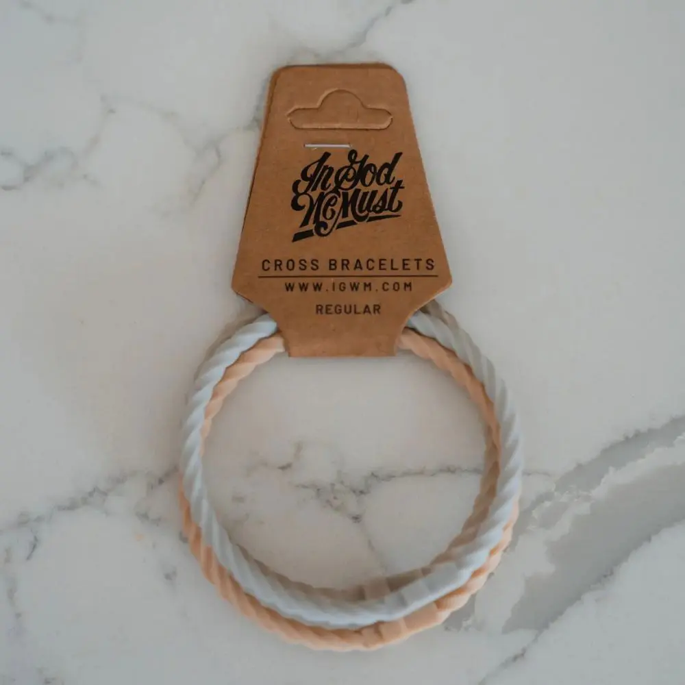 In God We Must Peace Silicone Cross Bracelet Set packaging