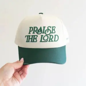 Praise The Lord Puff Embroidered Hat by Conviction Co. in dark green