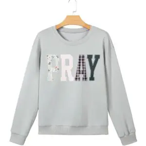 Bay Green PRAY Sweatshirt with oversized patchwork PRAY design