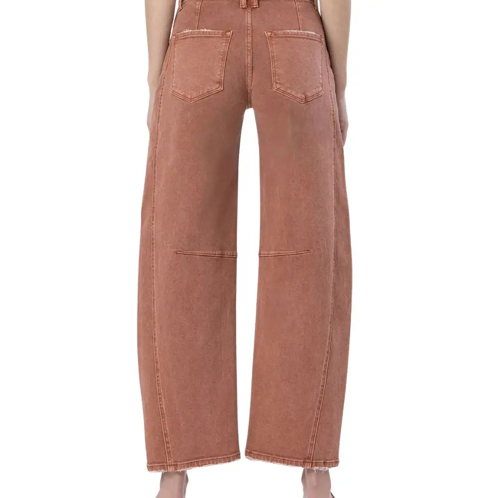Copper Barrel Jeans by Flying Monkey back view showing pockets and barrel-leg fit
