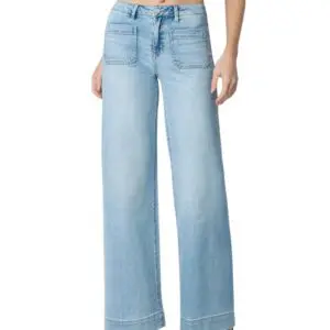 Patch Pocket Wide Leg Jeans by Flying Monkey with front patch pockets and light wash