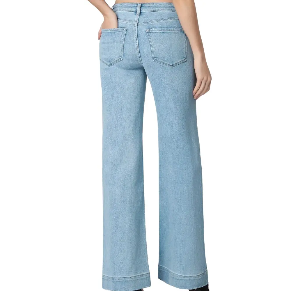 Patch Pocket Wide Leg Jeans by Flying Monkey back view in light wash denim