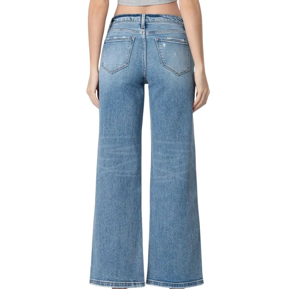 Medium Wash Wide Leg Jeans by Flying Monkey back view