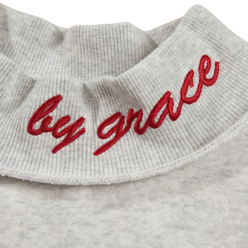 By grace embroidery on Saved by Grace Mock Neck Sweatshirt