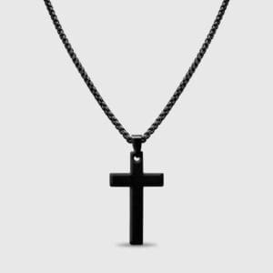 Black Stainless Steel Cross Pendant Necklace