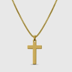 Gold Coated Stainless Steel Cross Pendant Necklace