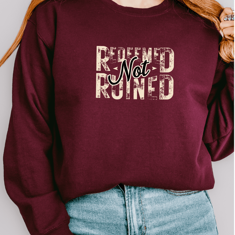 Maroon sweatshirt with inspirational text