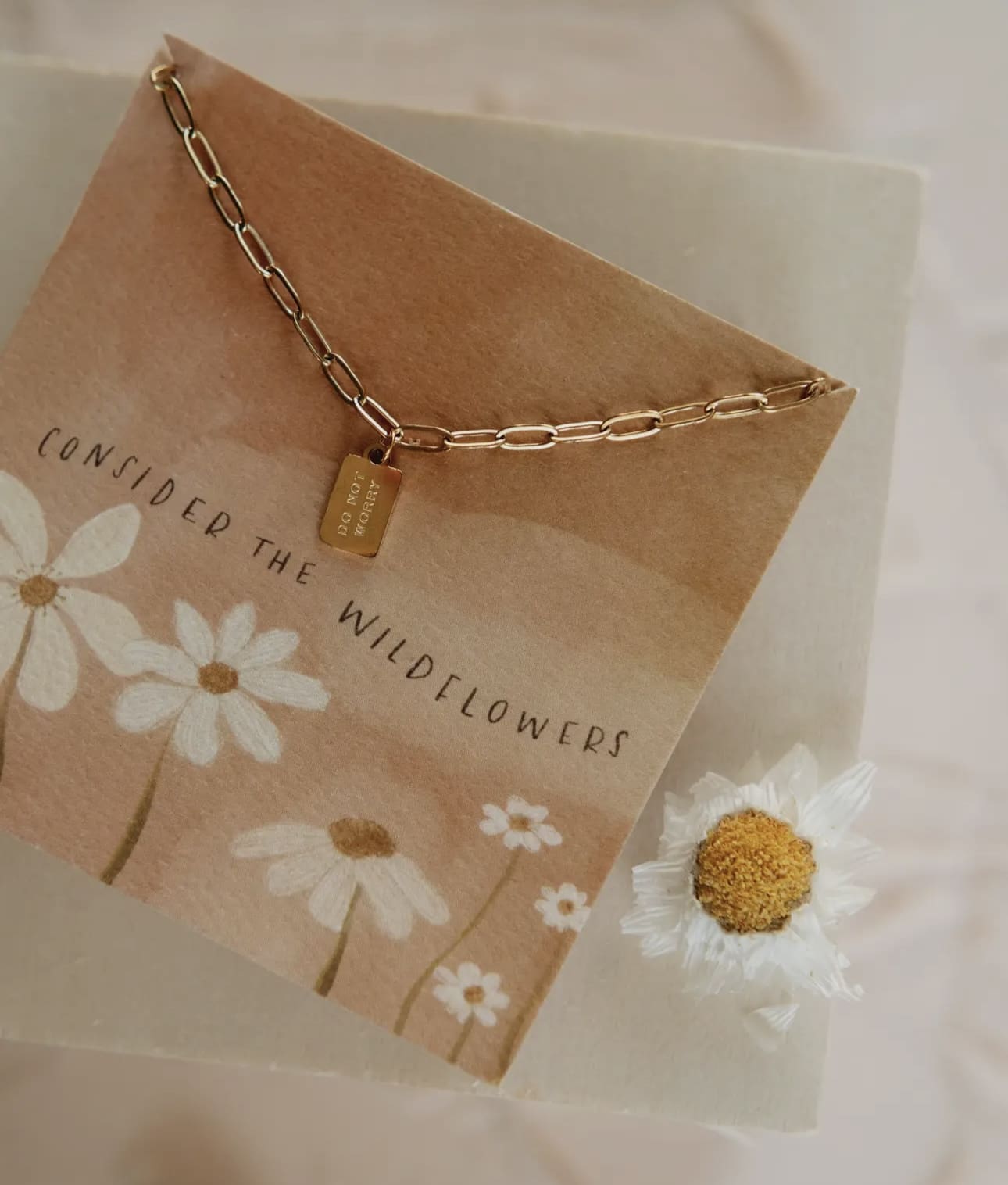 Consider The Lillies - Do Not Worry - gold plated Christian Necklace, gift