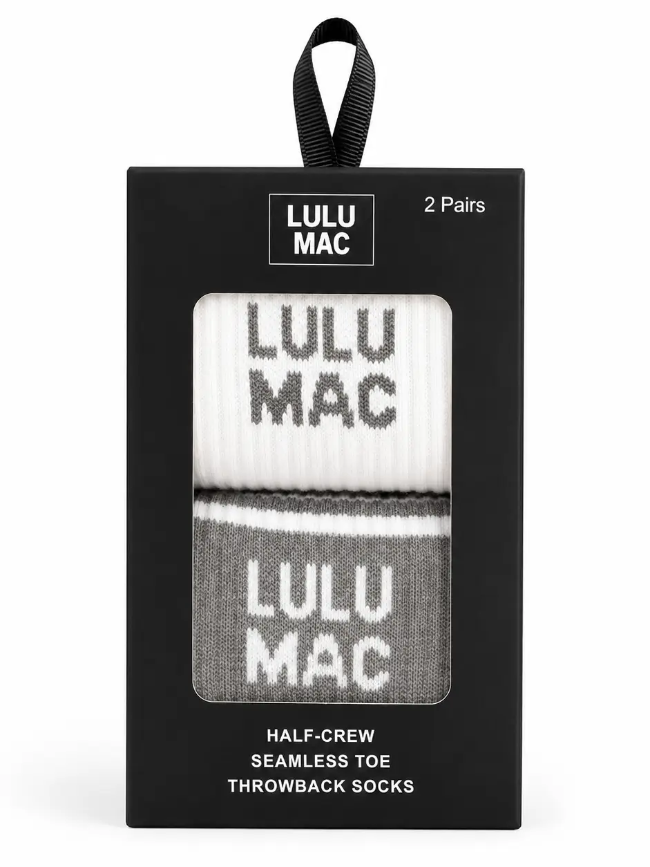 Lulu Mac box set of women's crew socks in grey and white
